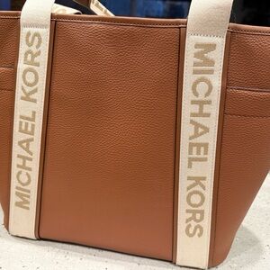 Michael Kors Tan Satchel with Cream Straps